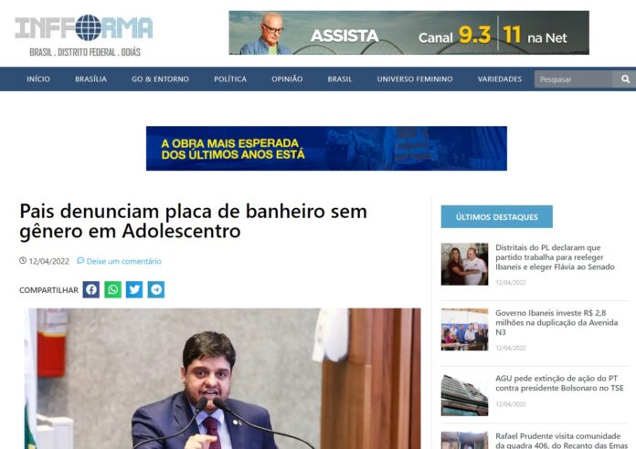 Infforma: Pais denunciam placa de banheiro sem gênero em Adolescentro