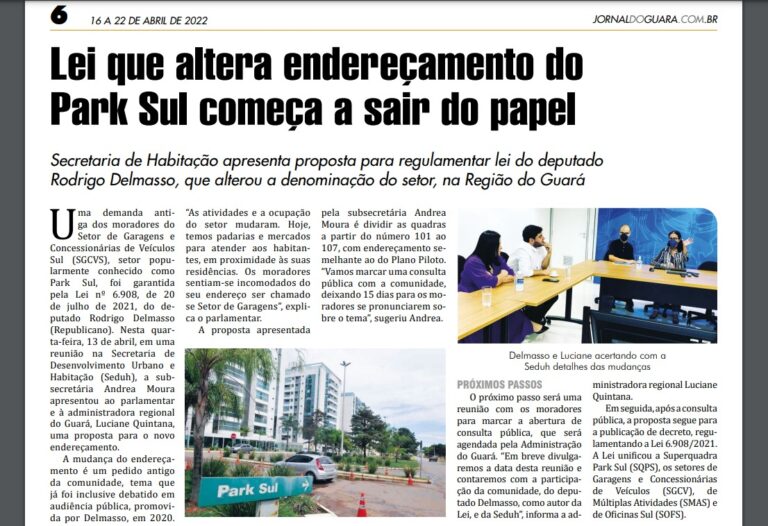 Jornal do Guará: Lei que altera endereçamento do Park Sul começa a sair do papel