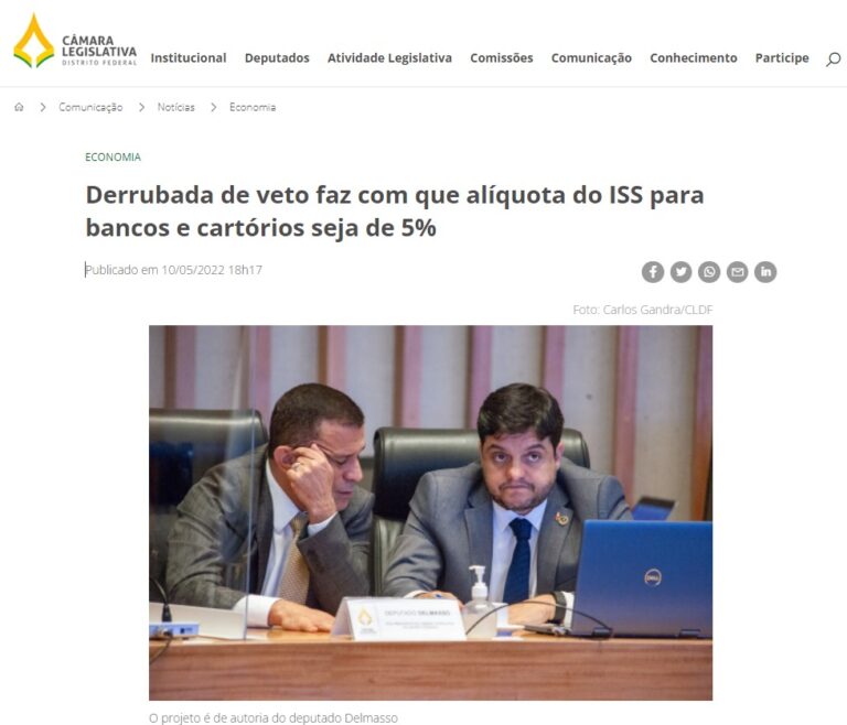 Agência CLDF: Derrubada de veto faz com que alíquota do ISS para bancos e cartórios seja de 5%