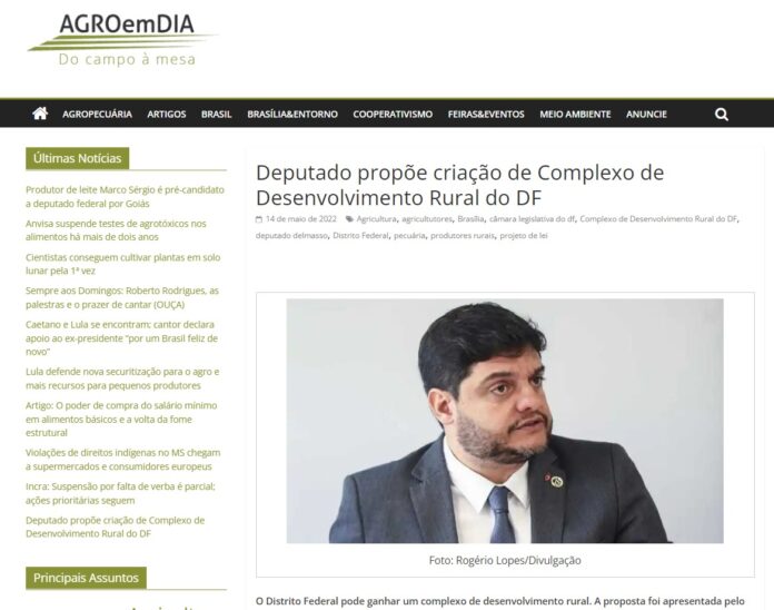 Agro em Dia: Deputado propõe criação de Complexo de Desenvolvimento Rural do DF