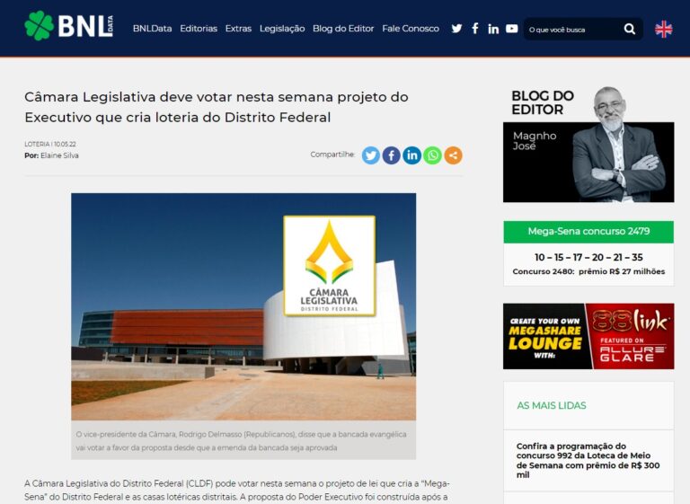 BNL Data: Câmara Legislativa deve votar nesta semana projeto do Executivo que cria loteria do Distrito Federal