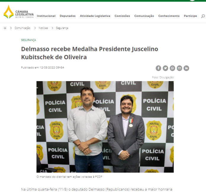 Agência CLDF: Delmasso recebe Medalha Presidente Juscelino Kubitschek de Oliveira