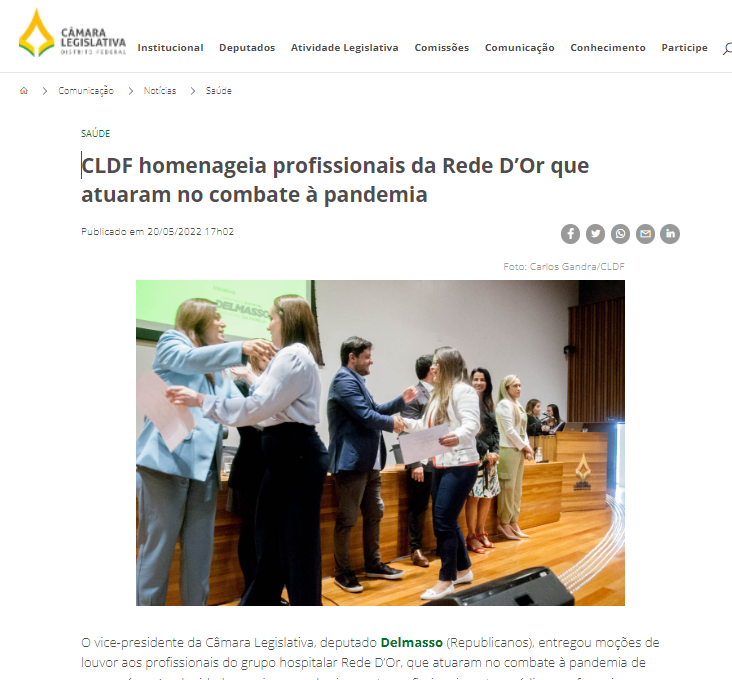 Agência CLDF: CLDF homenageia profissionais da Rede D’Or que atuaram no combate à pandemia