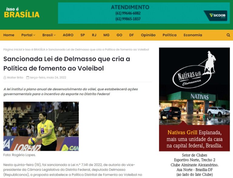 Isso é Brasília: Sancionada Lei de Delmasso que cria a Política de fomento ao Voleibol