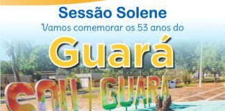 Sessão Solene quinta-feira, 5 de maio às 19h para comemorar os 53 anos do Guará O Deputado DELMASSO tem a honra de convidá-lo para Sessão Solene onde iremos comemorar os 53 anos do Guará, agendada para quinta-feira (05/maio) às 19h no auditório da Administração do Guará na QE 25 Área Especial do CAVE - Guará II