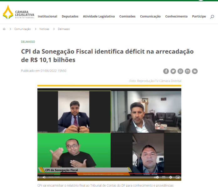 Agência CLDF: CPI da Sonegação Fiscal identifica déficit na arrecadação de R$ 10,1 bilhões