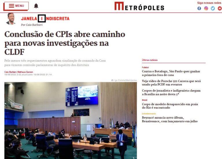 Metrópoles: Conclusão de CPIs abre caminho para novas investigações na CLDF