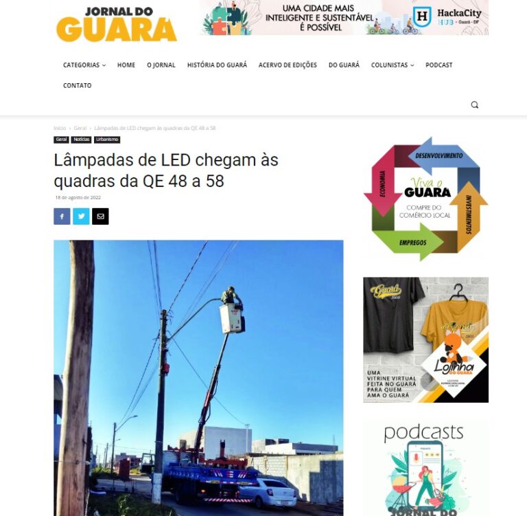Jornal do Guará: Lâmpadas de LED chegam às quadras da QE 48 a 58