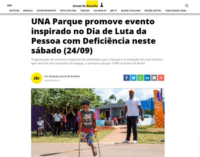 Jornal de Brasília: UNA Parque promove evento inspirado no Dia de Luta da Pessoa com Deficiência neste sábado (24/09)