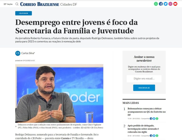 Correio Braziliense: Desemprego entre jovens é foco da Secretaria da Família e Juventude