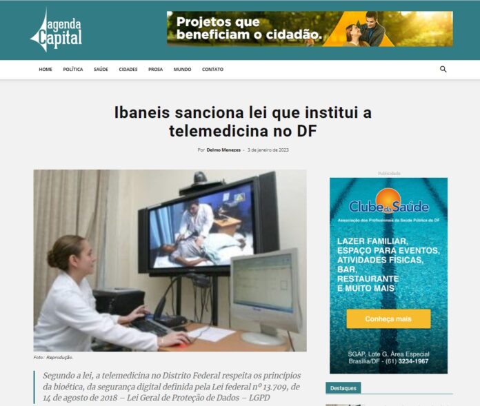 Agenda Capital: Ibaneis sanciona lei que institui a telemedicina no DF