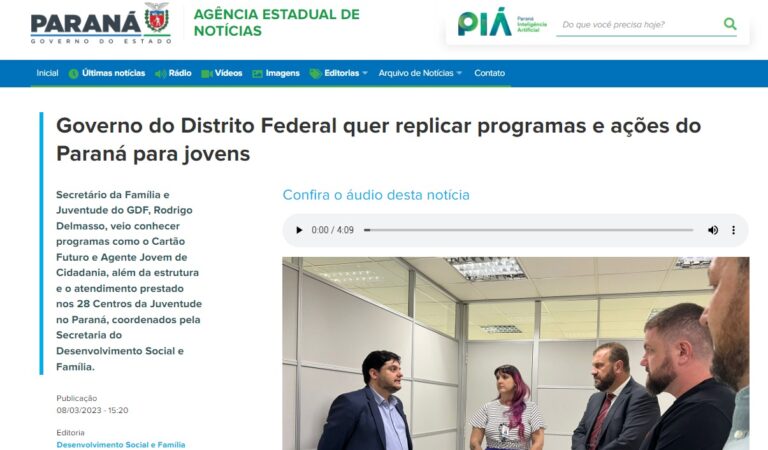 Governo do Paraná: Governo do Distrito Federal quer replicar programas e ações do Paraná para jovens