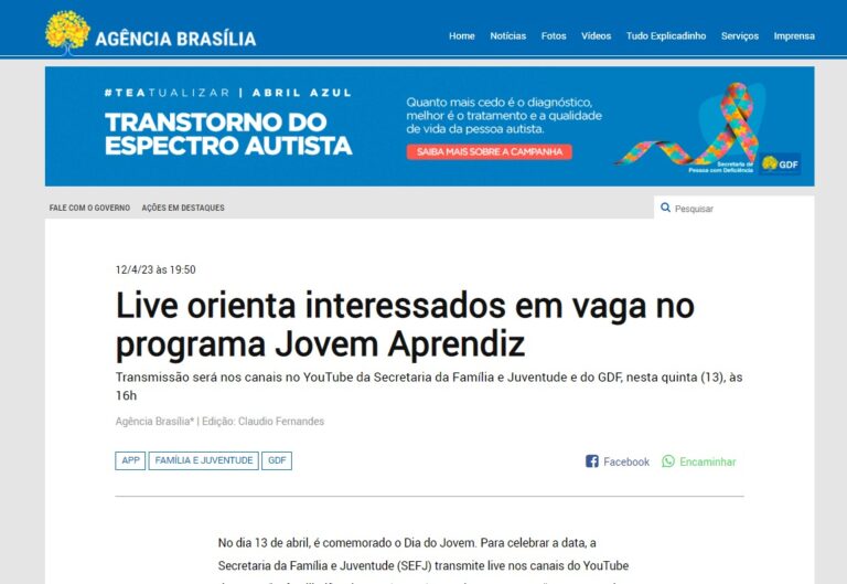 Agência Brasília: Live orienta interessados em vaga no programa Jovem Aprendiz