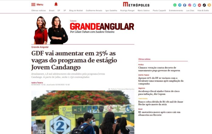 Metrópoles: GDF vai aumentar em 25% as vagas do programa de estágio Jovem Candango