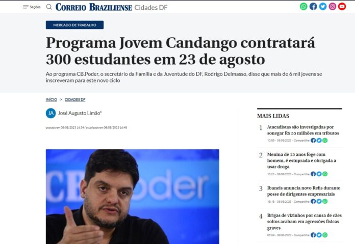 Correio Braziliense: Programa Jovem Candango contratará 300 estudantes em 23 de agosto