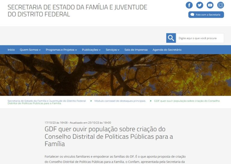 GDF quer ouvir população sobre criação do Conselho Distrital de Politicas Públicas para a Família