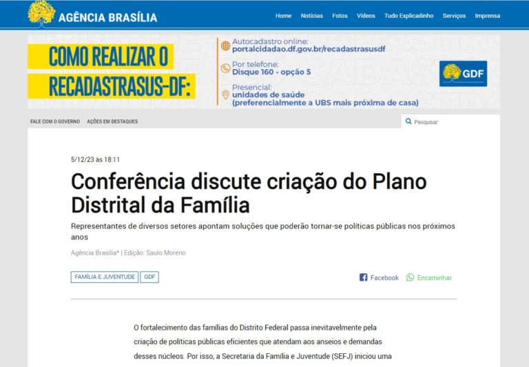 Agência Brasília: Conferência discute criação do Plano Distrital da Família Rodrigo Delmasso, secretário da Família e da Juventude